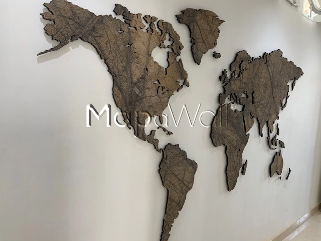 StoneCut world map XL (brown marble)