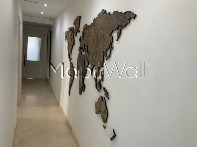 StoneCut XL brown marble world map