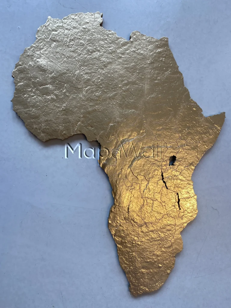 Africa gold plated with engraved country borders